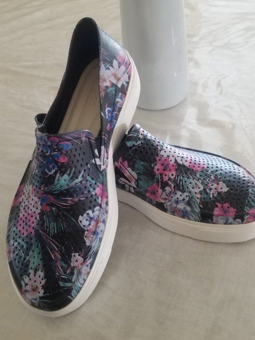 Womens Flat Crocs with Tropical Floral Design
